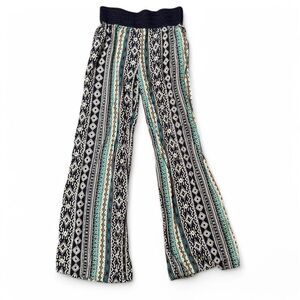 Joe B by Joe Benbasset Women's Boho Wide Leg Navy BluePrinted Rayon Pants